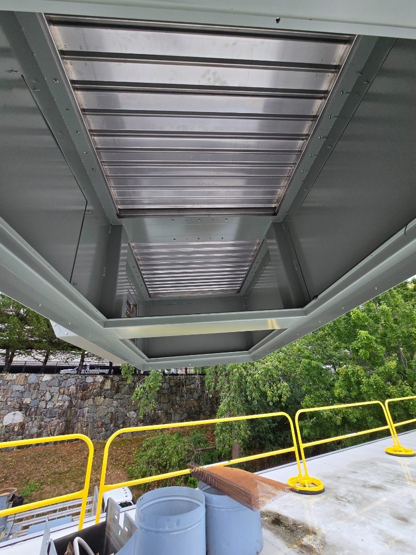 Looking up into the underside of a new plenum section